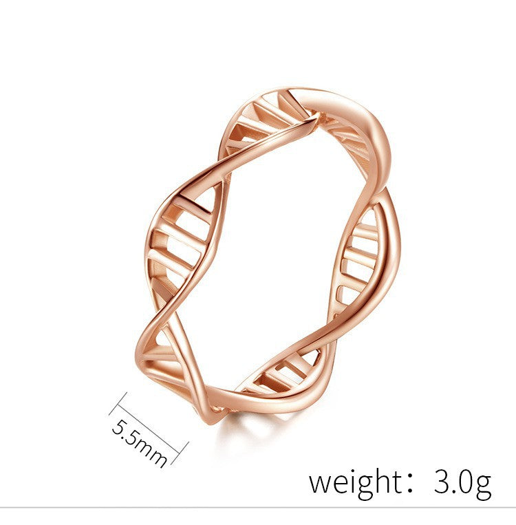 Steel Ring – Minimalist DNA Double Helix Band For Everyday Wear Women Casual Jewelry