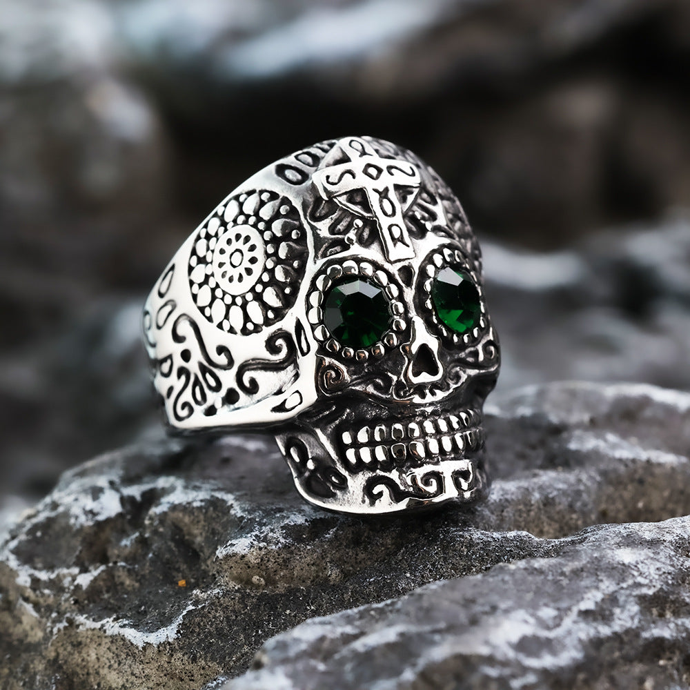 European And American Retro Stainless Steel Men's Rings Domineering Gothic Skull Halloween Rings