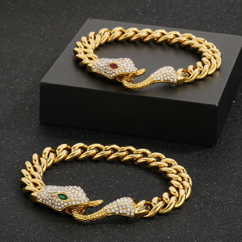 Men's Matte Cuban Chain Bracelet – Double-Sided Pavé Zircon