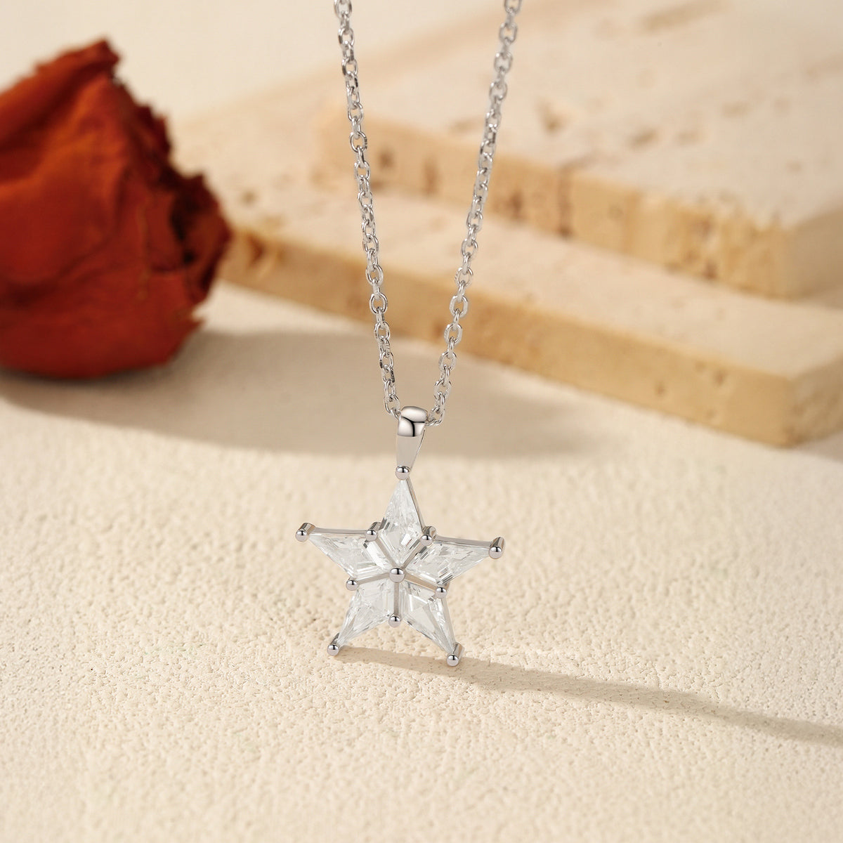 925 Sterling Silver Star Zircon Necklace