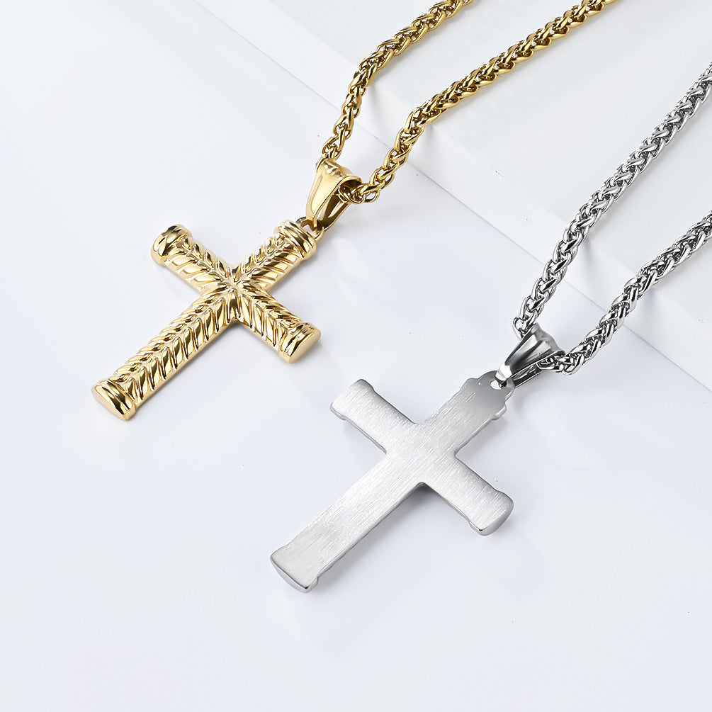 Cross-Border European and American Titanium Steel Cross Necklace