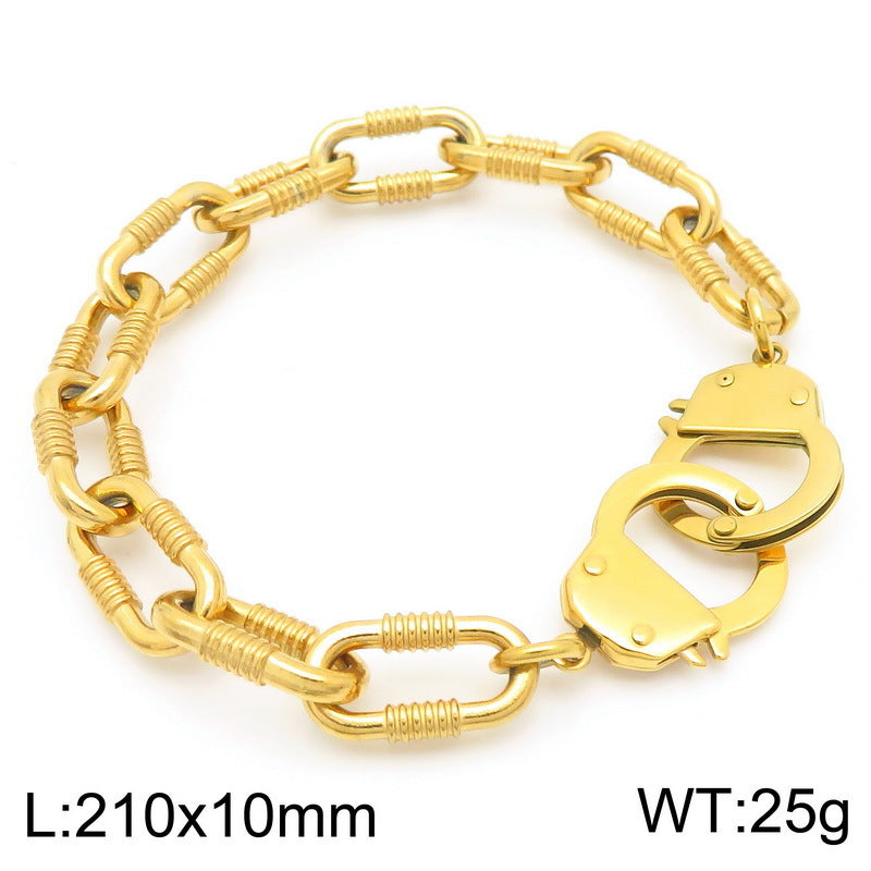 Mens Titanium Steel Bracelet Planderful Skull Buckle Bold