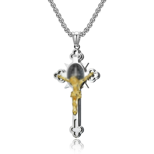 Steel Necklace - Elegant Cross Pendant For Men
