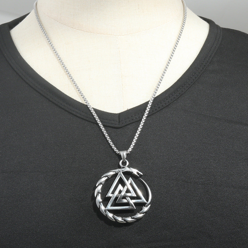 European And American Stainless Steel Viking Triangle Pendant