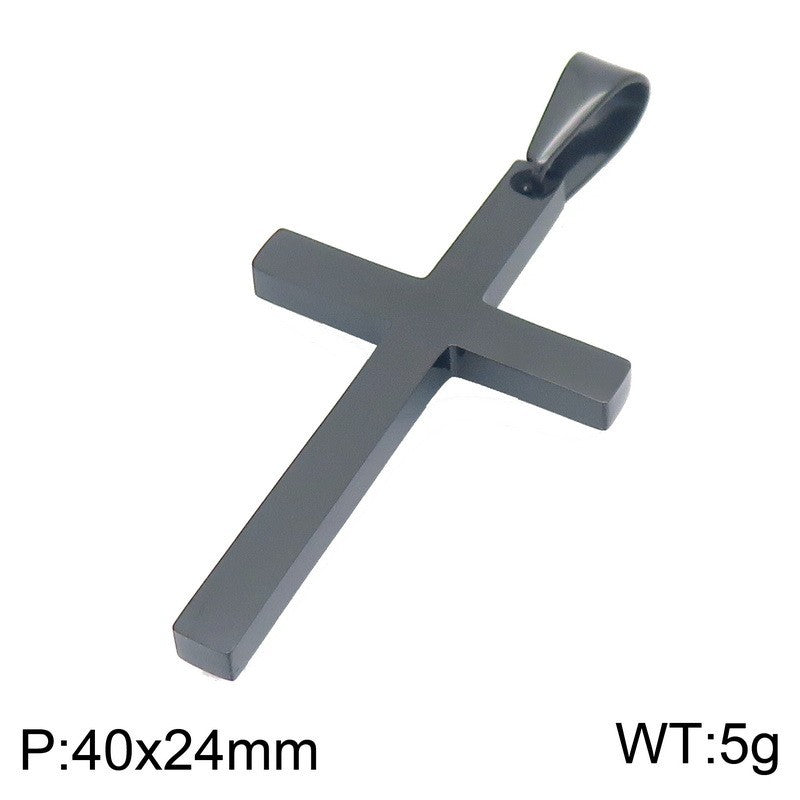 Japanese And Korean Pendant, And Smooth Cross Stainless Steel Men's And Women's Jewelry Necklace