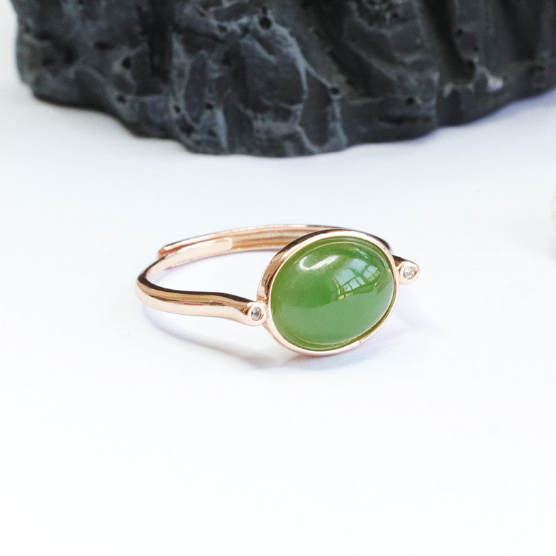 Hetian Jade Jasper Sterling Silver Ring