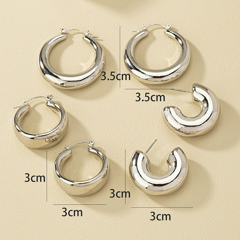 Wholesale Set of Chic Silver Industrial Style Earrings