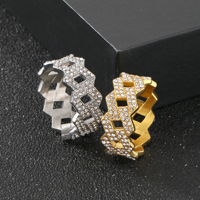 Planderful Personalized Zircon Ring For Men Hip Hop Style