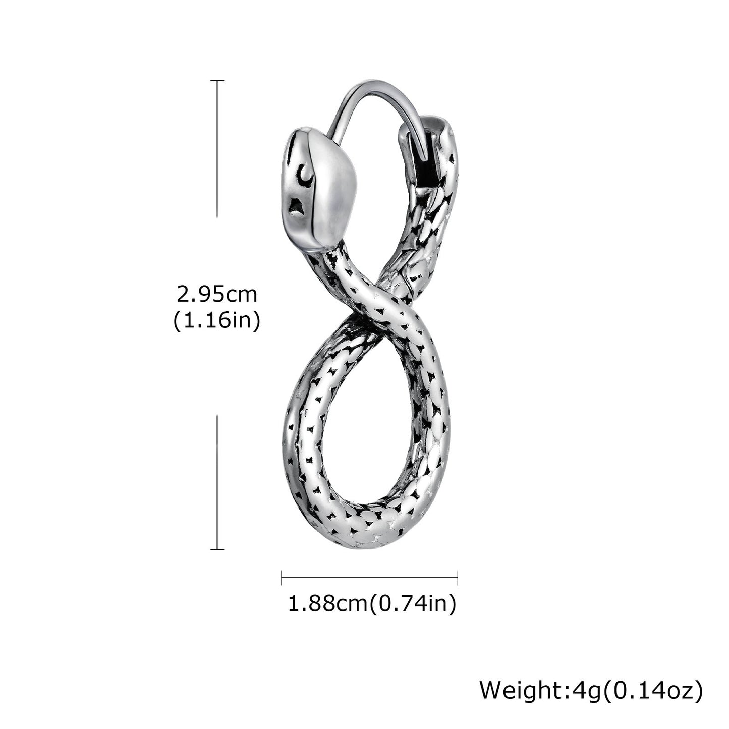 Planderful Men Stainless Steel Infinity Snake Earrings Cool