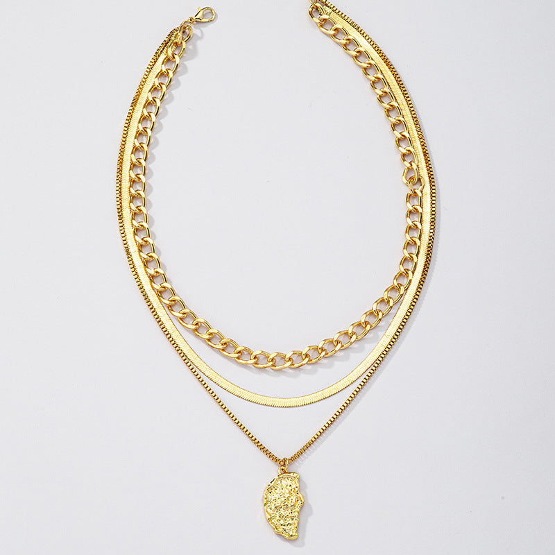 Fashionable 3-Layer Metal Necklace - Vienna Verve Collection