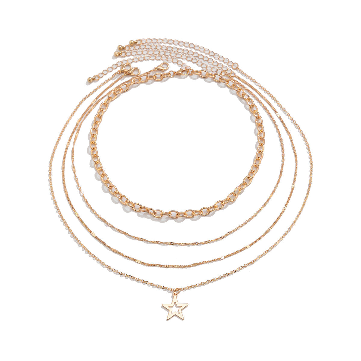 Star & Cross Layered Pendant Necklace