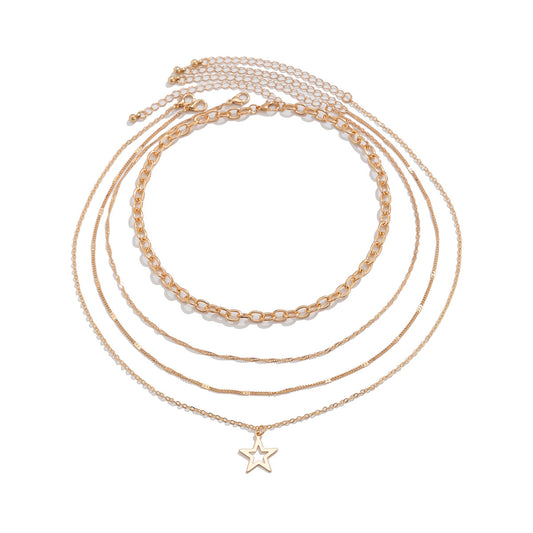 Star & Cross Layered Pendant Necklace