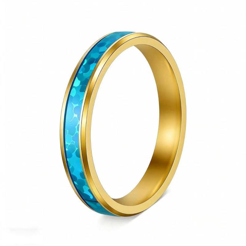 Blue Opal Rotatable Ring Stainless Steel Unisex Protection Symbol By Planderful Everyday Genie Jewelry