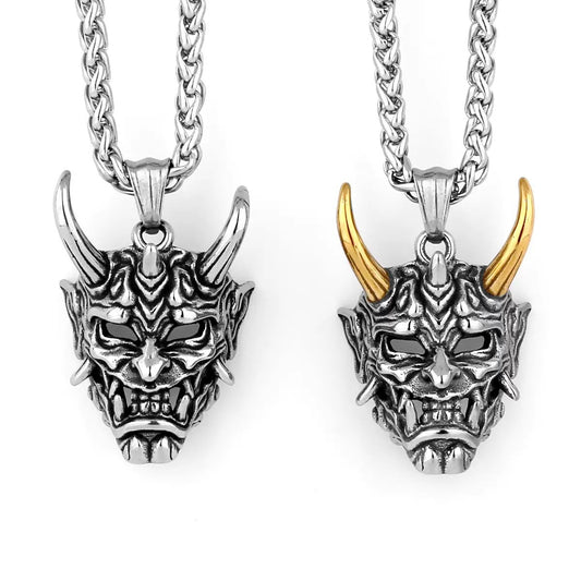 Planderful Skeleton Pendant Necklace Titanium Steel Gothic Ghost King Mask For Men