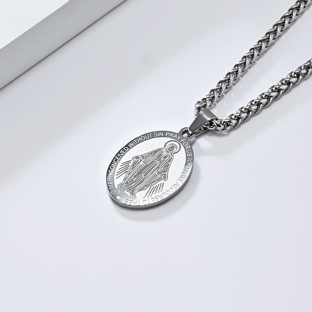 St. Michael the Archangel Titanium Steel Pendant Necklace for Men and Women Holiday Gifts