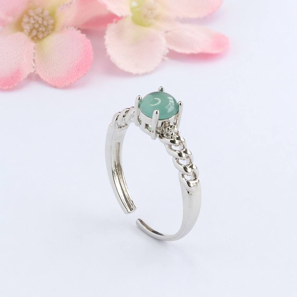 Blue-Water Jadeite Twisted Ring