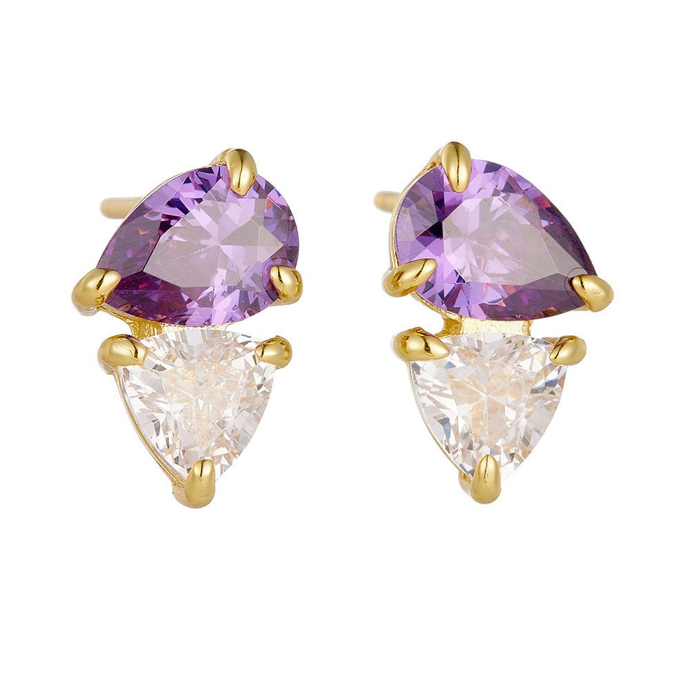 S925 Sterling Silver Flash Zircon Pear-Shaped Water Drop Zircon Stud Earrings