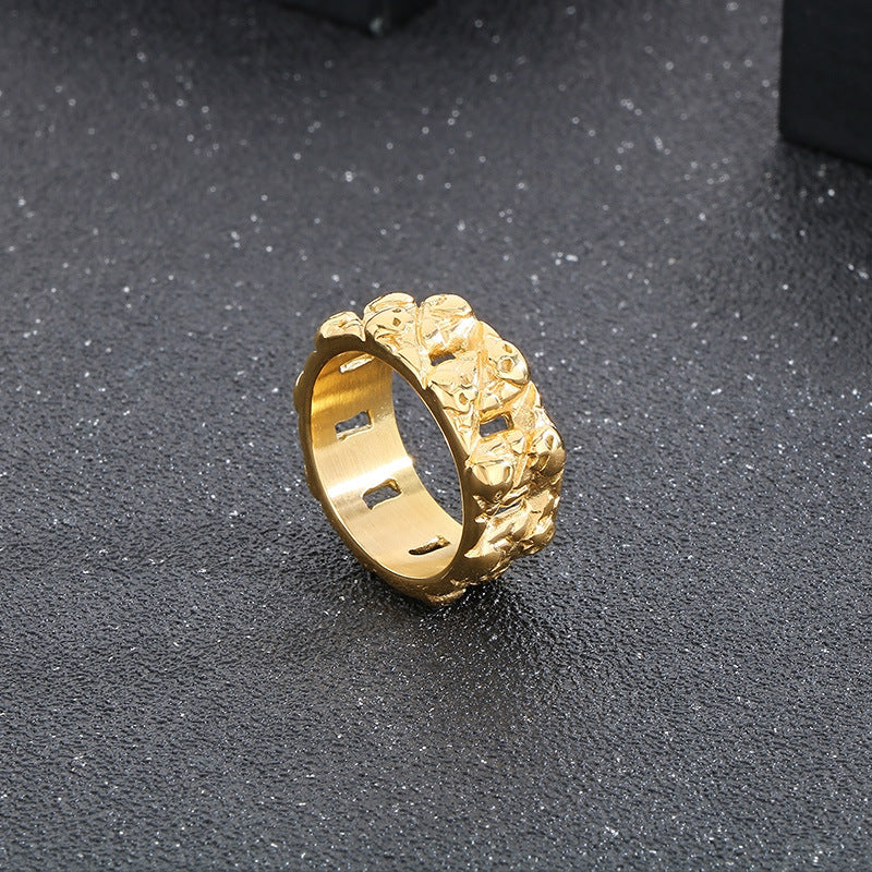 Planderful Skull Ring Men Edgy Stainless Steel Punk Style