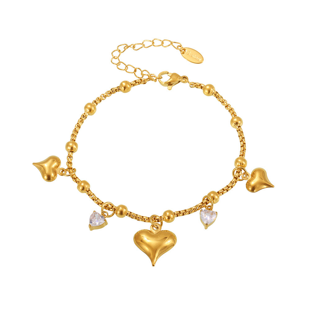 Planderful Bead Love Pendant Bracelet For Her 18K Gold