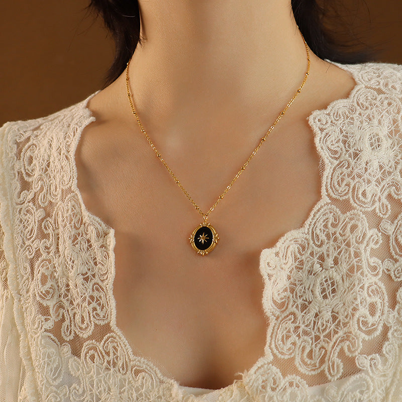 Golden Starry French Court Necklace - Premium Titanium Steel, Fade-Resistant Clavicle Chain
