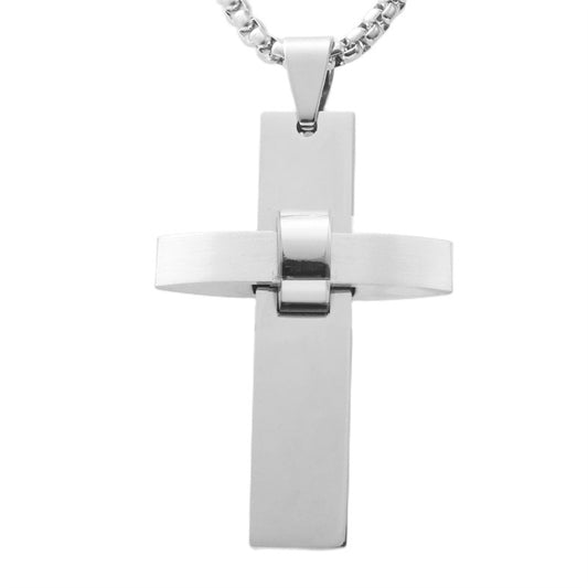 Personalized Retro Titanium Steel Cross Necklace for Men - Trendy Stainless Steel Pendant
