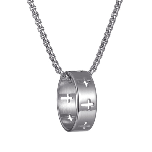 Amazon Europe Exclusive: Stylish Men's Stainless Steel Hollow Cross Pendant Necklace
