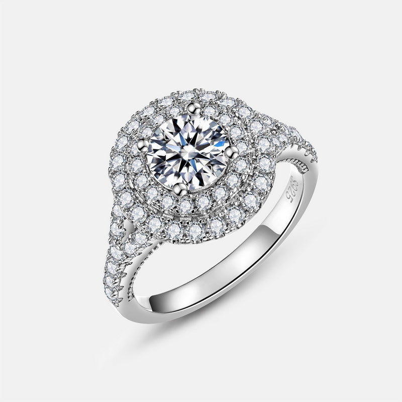 Planderful Classic Moissanite Sterling Silver Ring – 6.5 × 6.5 mm, 1 ct – Style 8