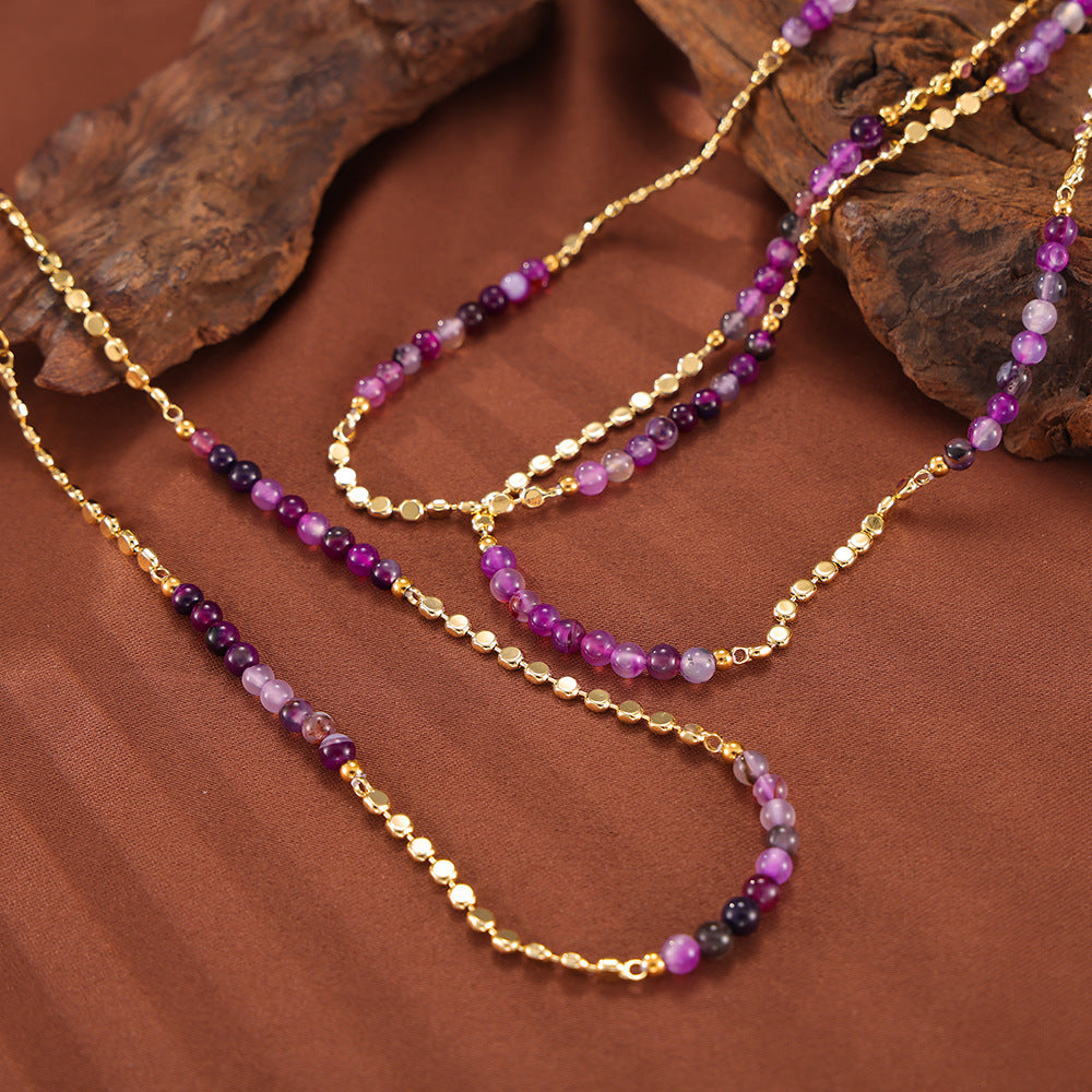 Boho Chic Handcrafted Purple Agate Copper Necklace - Customizable Design for Effortless Style