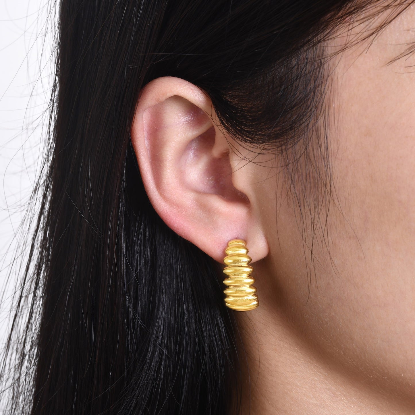 European And American Cross-Border Wholesale Stainless Steel C-Shaped Earrings 18K Gold Women's Accessories