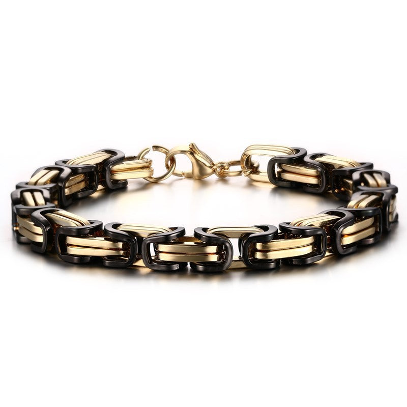 Square Byzantine Gold Foreign Stainless Steel Bracelet for Men