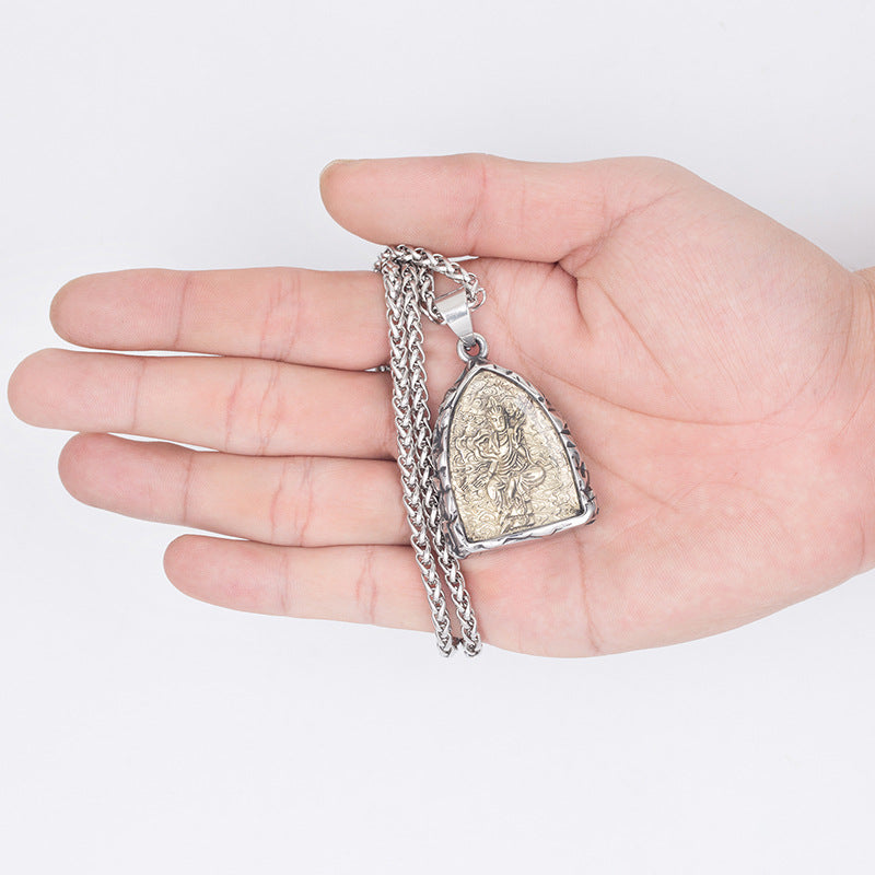Steel Necklace – Statement Zodiac Buddha