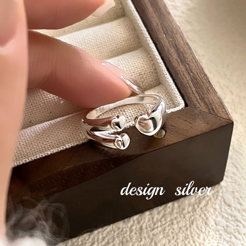 Planderful Everyday Genie – Simple Personality S925 Sterling Silver Love Ring with Heart-Shaped Opening