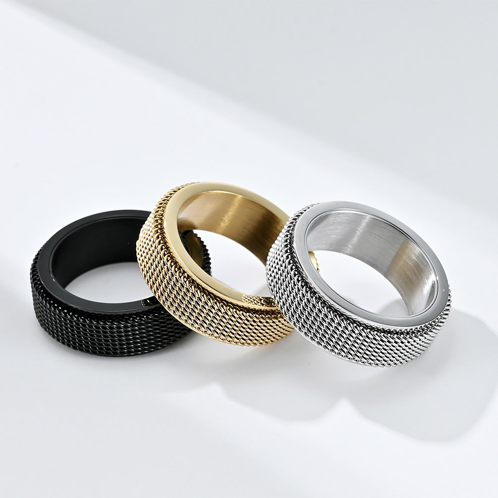 Planderful For Men Rotating Geometric Ring Stress Relief Steel Band Minimalist Finger Ring