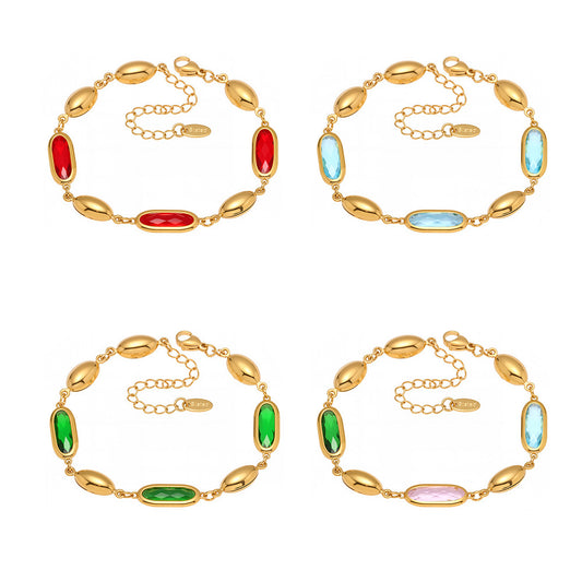 Planderful Oval Czech Glass Stone Bracelet Premium For Women