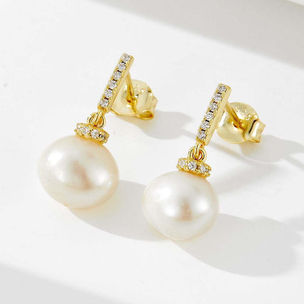 Planderful Pearl Pendant Earrings Sterling Silver 925 Versatile For Fashionable Women Influencers