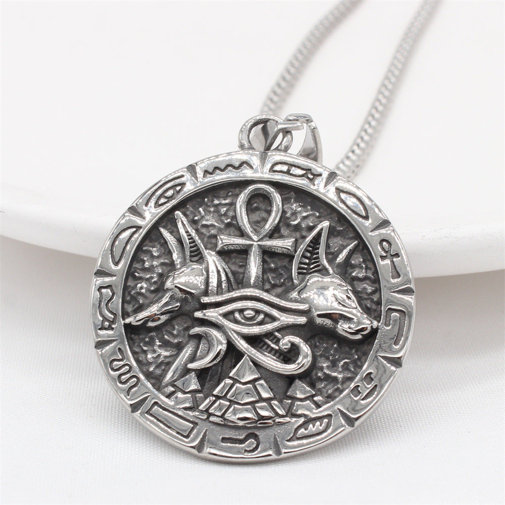 Planderful Everyday Genie – European and American Retro Anubis Men's Titanium Steel Pendant Necklace