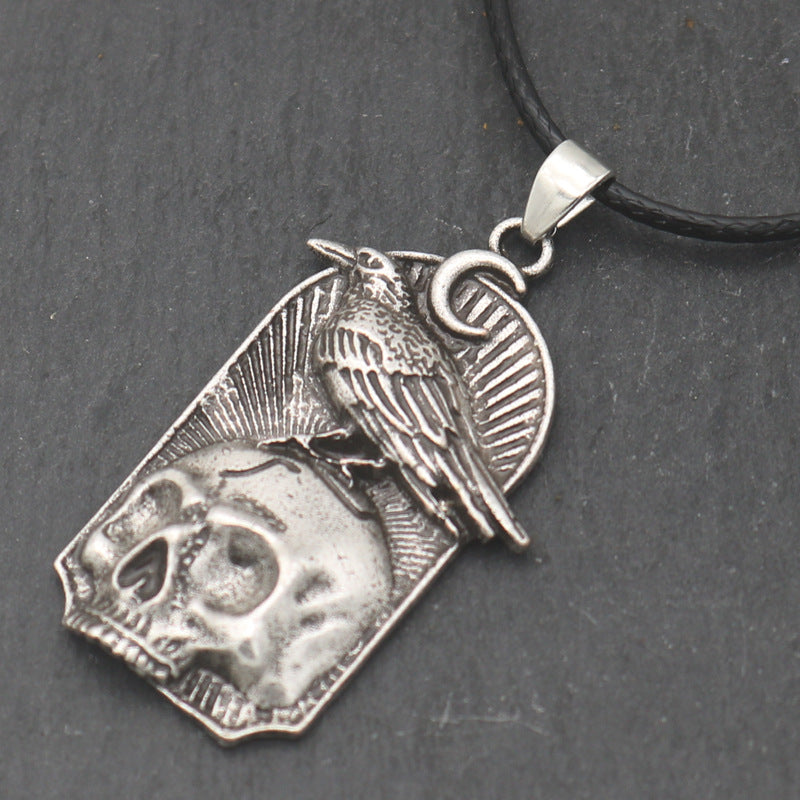 Planderful Celtic Skull Moon Necklace Punk Men Women