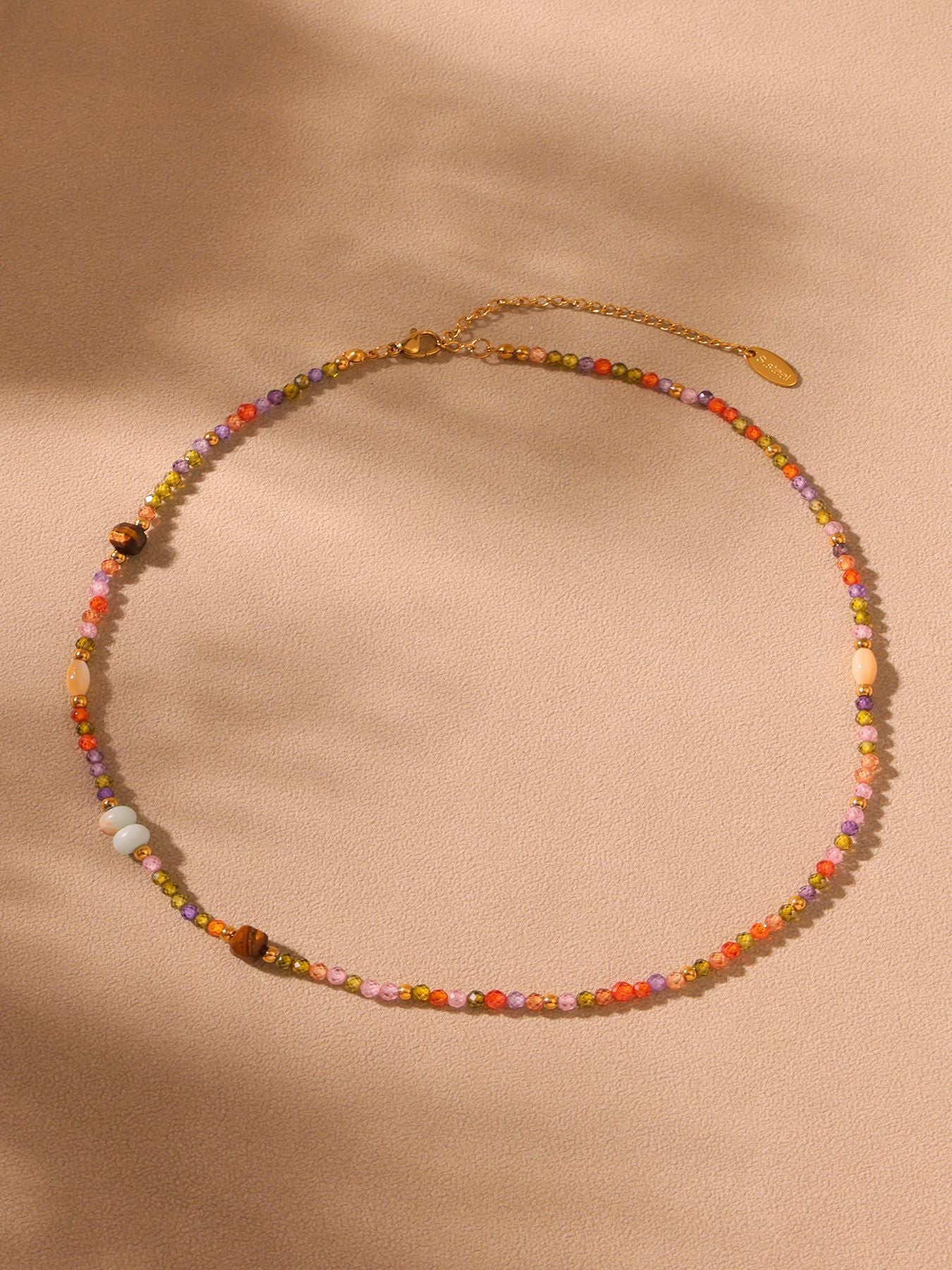 Planderful Collarbone Necklace Tiger Eye Zircon Women