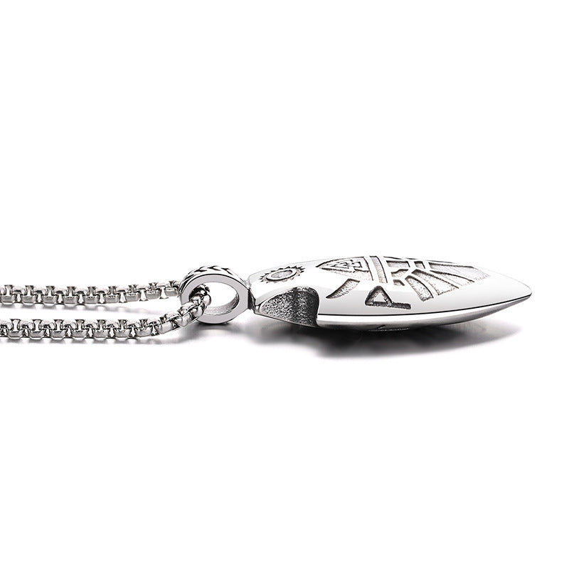 Steel Necklace – Vintage Unisex Double-Sided Arrow Pendant