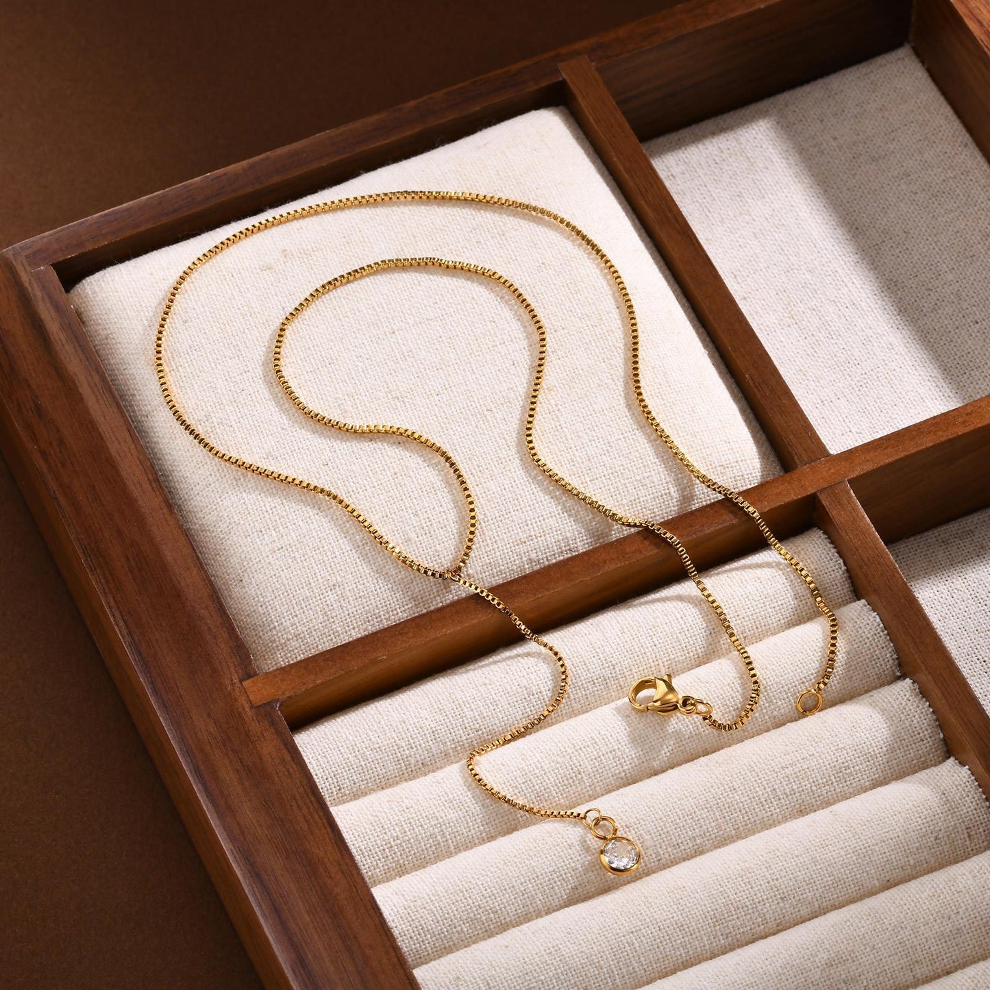 Women's Jewelry Fashion Stainless Steel Box Chain Y-Necklace Gold