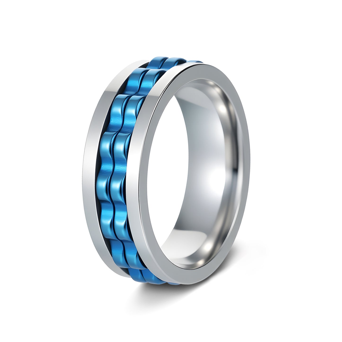 Planderful Rotating Gear Ring Multicolor For Men Unisex Titanium Steel Decompression Jewelry