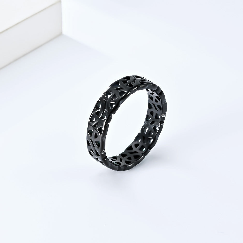 Planderful Titanium Steel Ring Unisex Nordic Viking Eternal Knot Cutout Design For Men And Women
