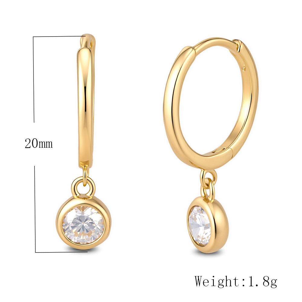 925 Sterling Silver Wind Design Hanging Earrings Wind Inlaid Single Zircon