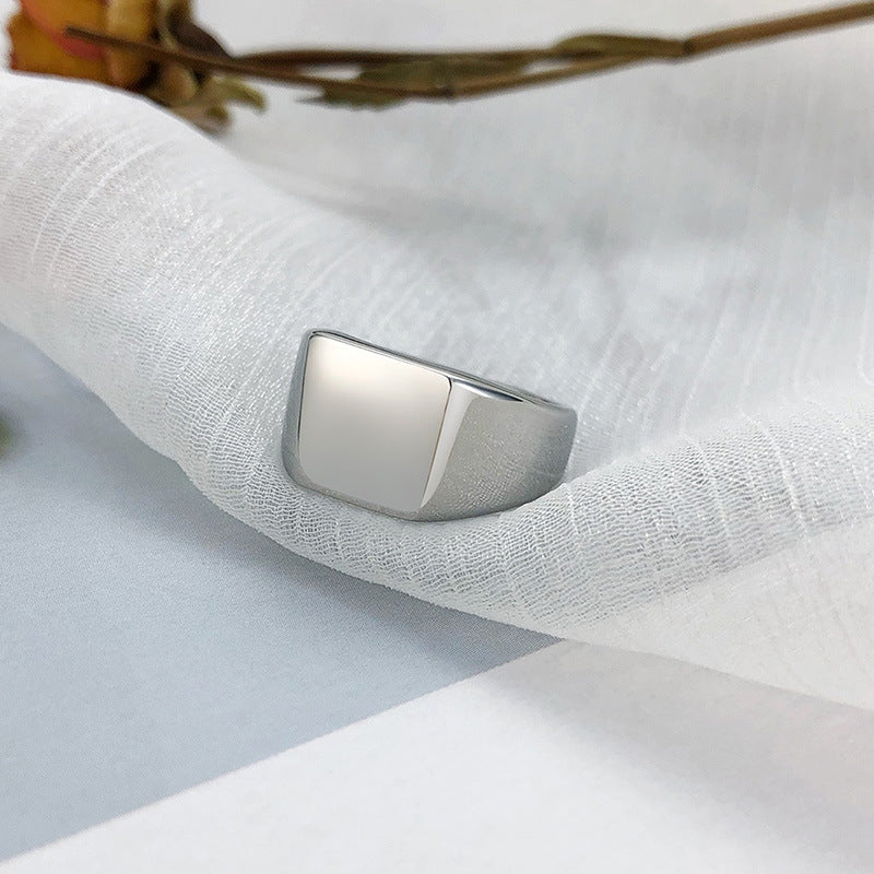 Stainless Steel Bare Body Square Ring Steel Gold Women's Jewelry