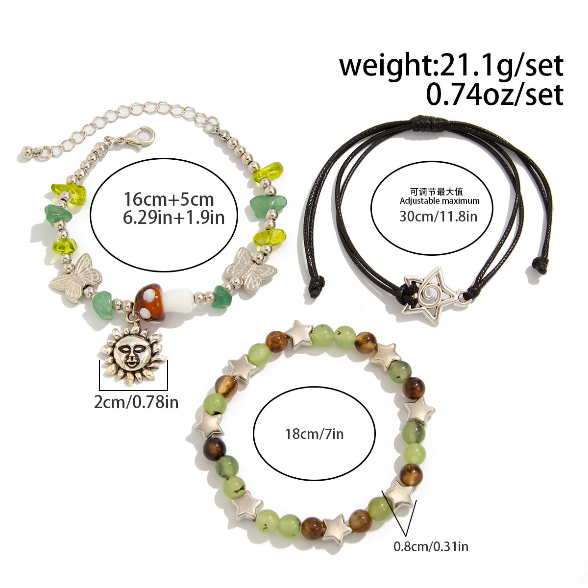 Planderful Vienna Verve Ethnic Wind Star Bracelet For Women Retro Gravel Statement Jewelry