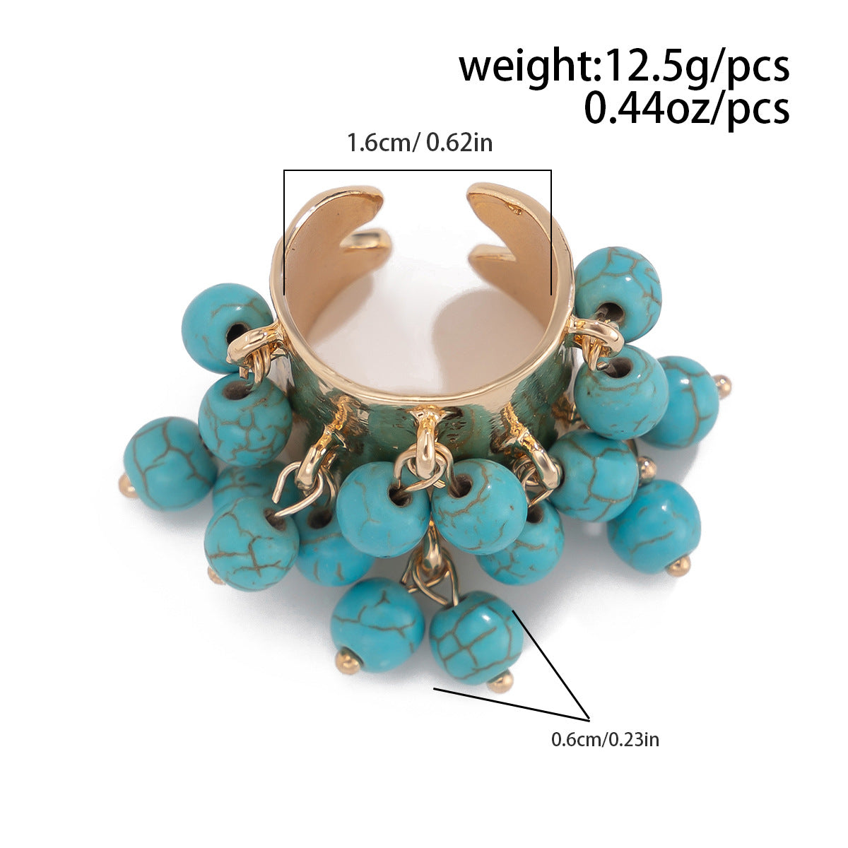 Planderful Boho Pearl Fringe Ring For Women Turquoise Accent Statement Jewelry Vienna Verve