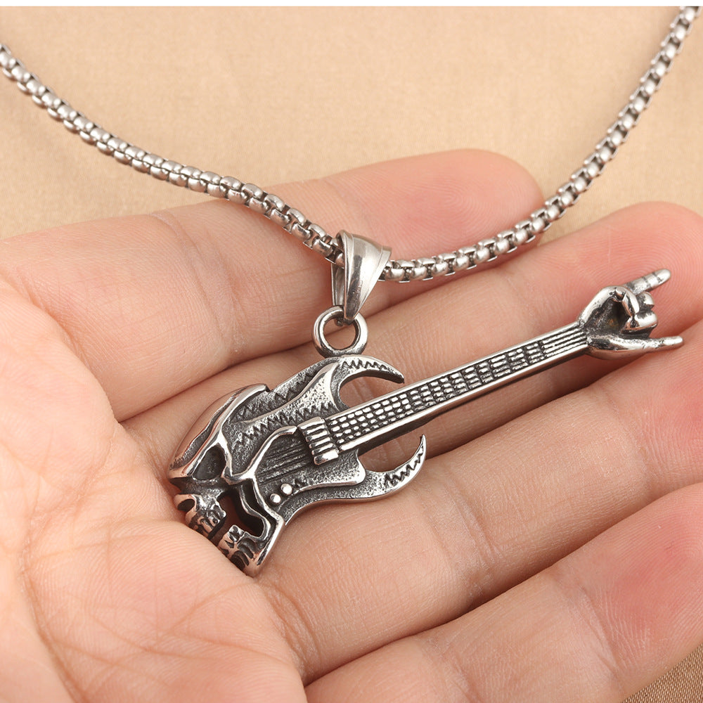 European And American Stainless Steel Rock Skull Pendant