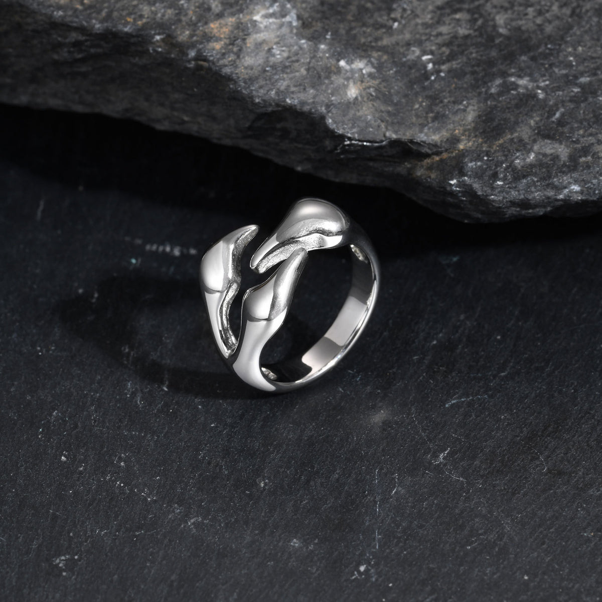 Titanium Steel – Stainless Steel Irregular Geometric Ring – Men's