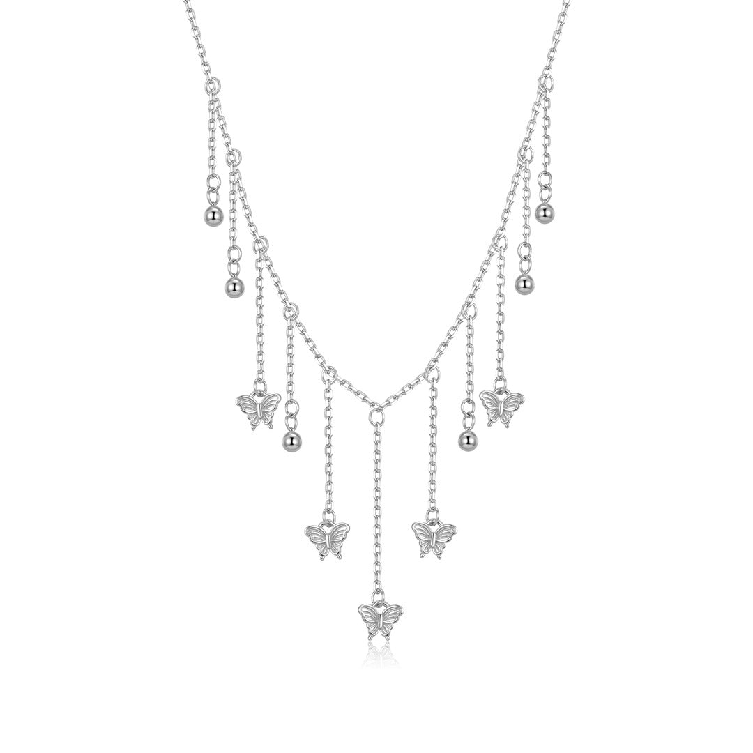 S925 Sterling Silver Light Luxury Butterfly Necklace for Women