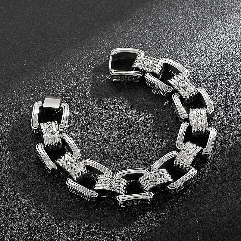 Stylish Stainless Steel Bracelet with Punk Retro Design for Men
